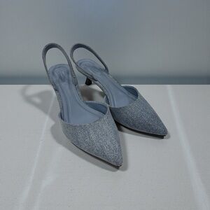 Denim Slingback Kitten Heels